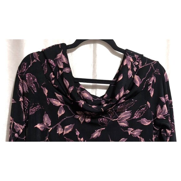 JBS LTD Top Metallic Pink Sparkle Cowl Neck/Back Vintage Size XL Holiday Festive - Picture 8 of 16